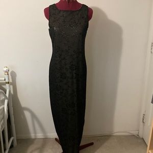 AGB Byer California long black sheer lace dress (gown) size 8 Made in U.S.A